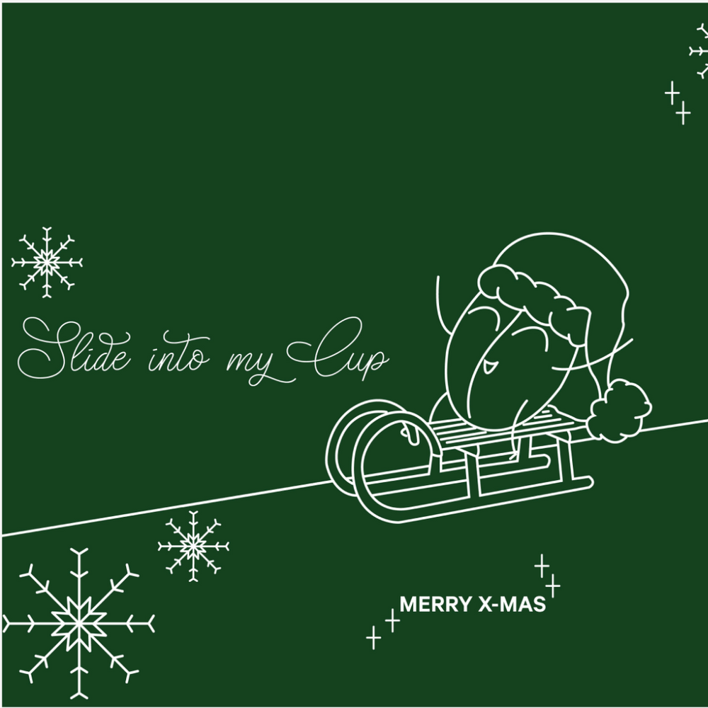 Kaffeebohne auf einem Schlitten weihnachtlich