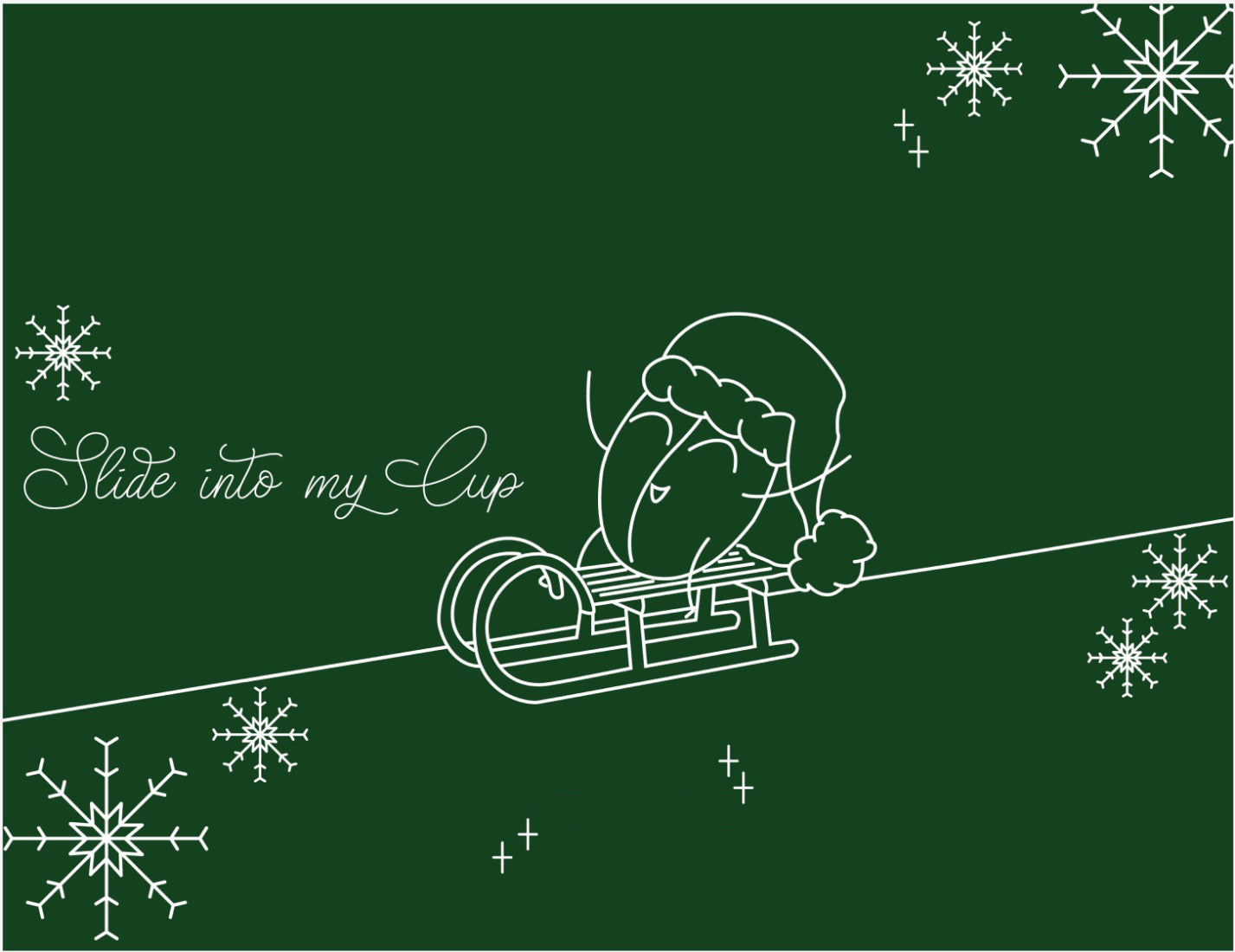 Kaffeebohne auf einem Schlitten weihnachtlich